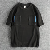 WIAOFELLAS  -  Cargo pocket embellished American trend short sleeve T-shirt men's combed cotton wash summer loose casual half sleeve