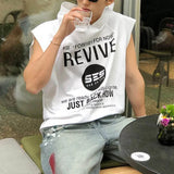WIAOFELLAS  -  Summer New Men's Hooded Sleeveless T-shirt American Retro Fashion Trend Street Casual Loose Breathable Niche Men's Tops