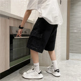 WIAOFELLAS  -  2025 Fashion Men Summer Retro Casual Big Pocket Shorts Mens Thin Five Point Casual Pants Male Loose Straight Denim Shorts P902