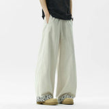 WIAOFELLAS  -  New Summer Men's Casual Pants Drawstring Contrast Color Patchwork Wide Leg Elastic Waist Straight Loose Male Bottom