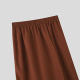 WIAOFELLAS  -  Men Irregular Pants Solid Color Joggers Elastic Waist Joggers Wide Leg Trousers Skirts Streetwear Loose Long Pants