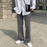 WIAOFELLAS  -  Black Gray Suit Pants Men Fashionable Social Mens Dress Pants Korean Loose Casual Straight Trousers Mens Office Formal Pants
