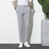 Wiaofellas  -  Autumn Casual Pants Men's British Slim Trousers Small Feet Trousers Korean Style Trendy Straight Nine-point Suit Pants Men