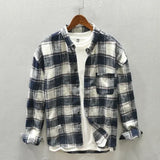 Wiaofellas  -  Classic Long Sleeve Red Plaid Shirt Men Spring Fall Daily Loose Casual Shirts 4XL Pure Cotton Button Up Shirt Men Fashion Top