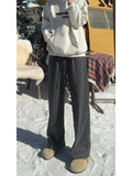 WIAOFELLAS  -  Deep ey Heavyweight Knitted Casual Straight Leg Trousers for Men And Women Loose Fit Comfortable Autumn Winter Pants