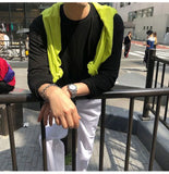 WIAOFELLAS  -  Fashionable Simple Long Sleeved T-shirt Solid Color Loose Sunscreen Tops Korean Slightly Transparent Thin Men's Bottom Tshirts