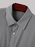WIAOFELLAS  -  Fashion Vertical Striped Short Shirt For Men Streetwear Oversized Loose Long Sleeved Lapel Top Spring Autumn Versatile Shirts