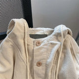 WIAOFELLAS  -  New Autumn and Winter Fashion Lazy Loose Casual Super Oversized Shoulder Slim Hooded Tie Up Button Kangaroo Bag Sweater
