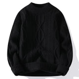 WIAOFELLAS  -  Men's Kintted Long Sleeved Sweater Men Solid Color Sweater Autumn/winter Soft Warm Comfortable Top Thick Warm Wool Pullovers