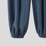 Wiaofellas  -  Men Plaid Pants Elastic Waist Joggers Loose Casual Wide Leg Trousers Men Streetwear Baggy Fashion Male Long Pants