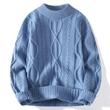 Wiaofellas  -  Men Solid Color Sweater Autumn/winter Men's Long Sleeved Sweater Soft Warm And Comfortable Top With Thick Warm Wool Pullovers