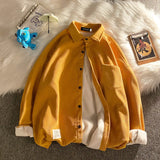 WIAOFELLAS  -  Autumn New Thickened Long Sleeved Shirt Korean Fashion Loose Men's Wear