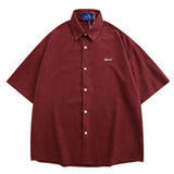 WIAOFELLAS  -  American retro solid color Shirts For Men Summer Button Up Casual Streetwear Male Couple Top Tees Hip Hop Oversize Men Clothing