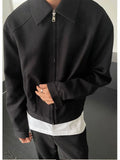 WIAOFELLAS  -   spring short jacket men's smoke purple simple short high-end cleanfit niche lapel solid color jacket