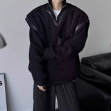 WIAOFELLAS  -  Dark thickened fur integrated vest vest for men's Japanese retro trendy brand loose versatile splicing V-neck jacket