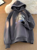 WIAOFELLAS  -  Winter Letter Graphic Printed Pullover Hoodies For Men 2025 New Hip Hop Fashion Hooded Sweatshirts High Street Fleece Y2K Hoody