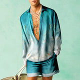 Wiaofellas  -  Set of Shirts Botanical Pattern 3D Print Fashion Shirts Casual Men Beach Shorts Summer Streetwear Hawaiian Clothes Clothing