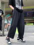 Wiaofellas  -  Loose Straight Leg Casual Pants Men's Autumn Faion Brand INS Trendy Nine Points Loose Wide Leg Pants Harajuku Sle Streetwear
