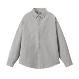 Wiaofellas  -  Men's Retro Hong Kong Style Striped Shirt Vintage Streetwear Casual Top Lightweight Breathable Unisex Urban Fashion M-XXXL
