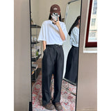 WIAOFELLAS  -  Black Gray Suit Pants Men Oversized Social Mens Dress Pants Korean Loose Wide Leg Pants Mens Office Formal Trousers M-3XL