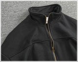 WIAOFELLAS  -  Heavy trendy half zip open collar pullover men washed to make old black cotton knit wool autumn-winter thick coat