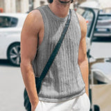 Wiaofellas  -  Summer Thin Knitted Tank Tops For Mens Casual Solid Color Slim Crew Neck Sleeveless Camisoles Men Streetwear Fashion Knit Vests