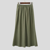 Wiaofellas  -  Men's Skirts Solid Color Elastic Waist Casual Split Skirts For Man Personality Streetwear Fashion Men Bottoms S-5XL