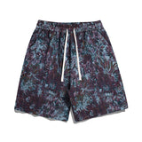 WIAOFELLAS  -  New Summer Men's Style Mid Waist Loose Elastic Tie Flowers Printing Casual Pants Classic Fashion Commuter All-match Shorts