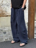 WIAOFELLAS  -  Lightweight Ice Silk Linen Trousers Straight Leg Wide Leg Casual Loose Fit Summer Pants for Men And Women Breathable Comfortable