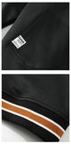 WIAOFELLAS  -  College Style Baseball Jacket Color Clash Hooded Jackets Embroidered Letters Design Men Outwear Loose Fit Sportswear