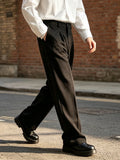 Wiaofellas  -  Fashionable Mens Vintage Loose Straight Suit Pants  Daily Casual Button Trousers Autumn Winter Outdoor Bottoms For Men