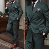 WIAOFELLAS  -  Classic 2 Pieces Men Suits Jacket+Pant Customized Formal Wedding Suits Fit Slim Double Breasted Party Suit Tailor-Made Plus Size