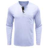 WIAOFELLAS  -  Fashion T-Shirts Men Autumn Slim Fit Long Sleeve Henley Shirt Man Streetwear Casual Solid Color T-Shirt