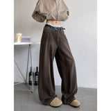 WIAOFELLAS  -  Spring Autumn Design Sense Niche Jeans Men Retro Large Pocket Casual Pants Loose Wide Leg Straight Leg Pants Men Clothing