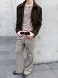 WIAOFELLAS  -  Vintage Slim Fit Long Sleeve Mens Jackets Streetwear Fashion Solid Color Short Jacket Coat Men Fall Casual Zipper Lapel Outfits