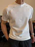 Wiaofellas  -  Summer Waffle Texture Mens Shirts Fashionable Quick-dry Solid Color Breathable Short Sleeve Tops Casual Textures Men T-shirt