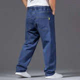 WIAOFELLAS  -  Obese Men's Jeans Overiszed Loose Elastic waist Thick Leg Straight Pants Spring Autumn Fat Man Denim Trousers Plus Size 6XL