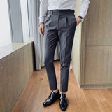 WIAOFELLAS  -  Autumn Men Dress Pants Office Social Business Suit Pants Fashion Casual Slim Fit Wedding Party Groom Trousers Men Clothing