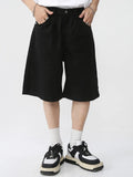 Wiaofellas  -  Mens Wear Summer New Casual Loose Korean Style Shorts Wide Leg Solid Color Streetwear Knee Length Shorts