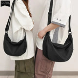 WIAOFELLAS  -  VC Minimalist Unisex Style Black Crossbody Bag Trend Lightweight Waterproof Nylon Messenger Bags for Men Versatile Shoulder Bag