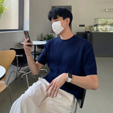 WIAOFELLAS  -  Fried Dough Twists short sleeve T-shirt summer men's Korean version loose half sleeve solid round neck T-shirt bottoming shirt