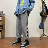 Wiaofellas Sweatpants for Men Harajuku Cotton Goth Tracksuit Bottoms Trousers Wide Leg Hip-hop Sport Young La Elastic Y2k Male Sweat Pants