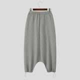 Wiaofellas  -  Men Pants Solid Color Elastic Waist Joggers Loose Trousers Men Streetwear Fashion Casual Male Drop-crotch Pants S-5XL