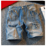 WIAOFELLAS  -  Denim Shorts for Men's Cargo Pants Large Pockets Casual Fashion Wide Short Pants Baggy Bermuda Jeans Male Jeans Pants B03