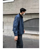 Wiaofellas  -  American Trendy Tooling Mens Jackets Vintage Solid Distressed Bomber Coats Patchwork Zipper Pocket High Street Short Outwear