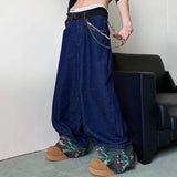 Wiaofellas  -  Silhouette Pants Loose Wide Leg Men Jeans Solid Color Korea Fashion Wide Leg Male Trousers New Casual