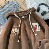 WIAOFELLAS  -  With Hat Hoodies Men Casual Baggy Letter Embroidery Cozy Soft Hooded Outwear Handsome Streetwear Fashion Daily American Style