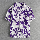 WIAOFELLAS  -  Hawaiian trend short sleeve shirt with abstract pattern Men's seersucker cool breathable comfortable casual shirt