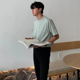 WIAOFELLAS  -  Summer Cotton Short-sleeved T-shirt Men Fashion 3-color Casual T-shirt Men Korean Version Loose O-neck T Shirt Mens Top M-2XL