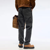 WIAOFELLAS  -  Men Loose Casual Fashion Retro Plus Size Wash Gray Black Denim Jeans Pants Cityboy Streetwear Straight Jeans Trousers 40 38